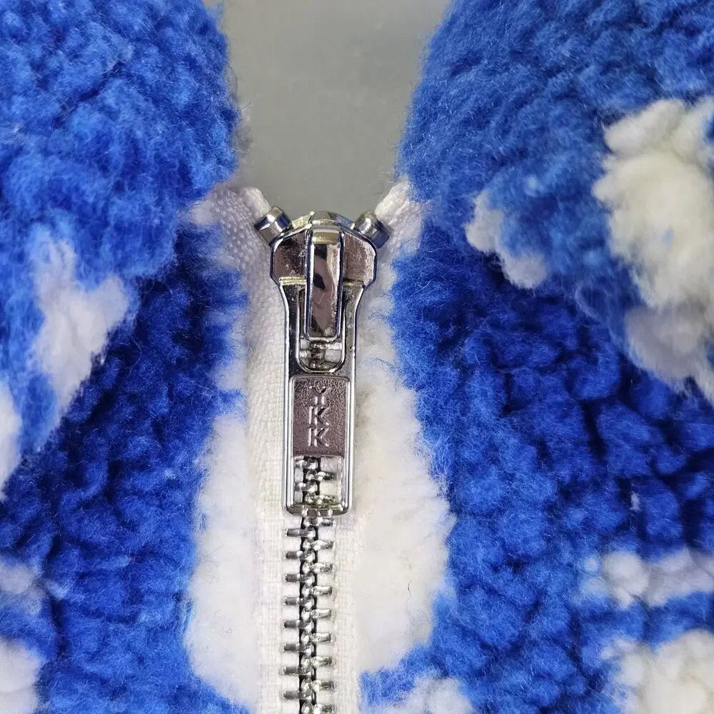 Mother Revolve Kickstand Jacket S Ice Cube Sherpa Coat Checkered Blue White Cozy - Picture 8 of 16